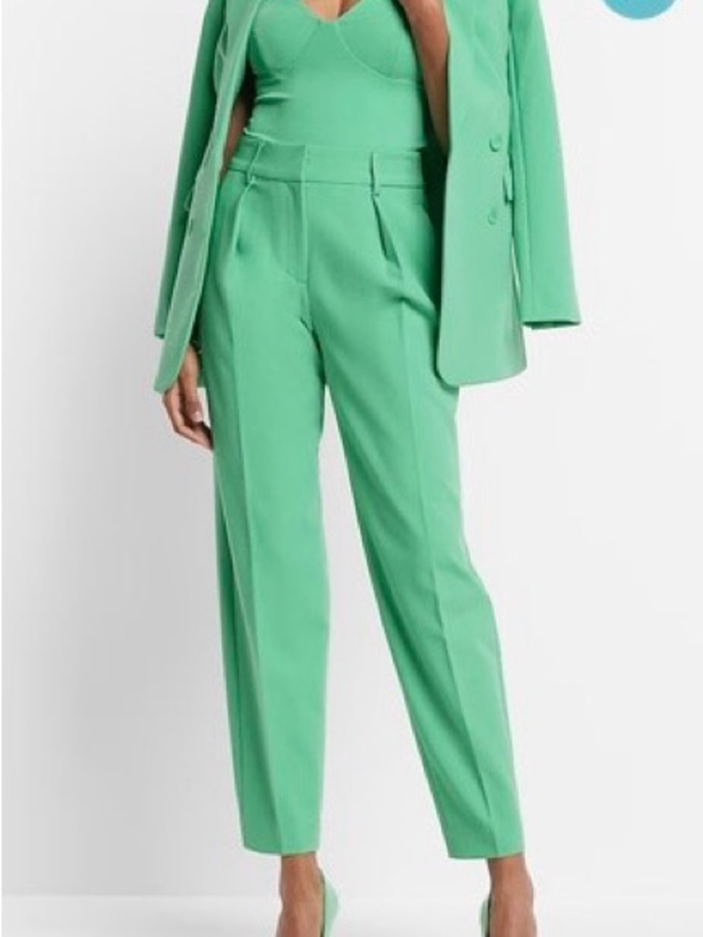 Express-Stylist Super High Waisted Pleated Pants in Mint